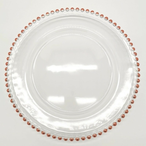 Pearl üvegből készült dísztányér rose gold színű díszítéssel, Ø 32 cm