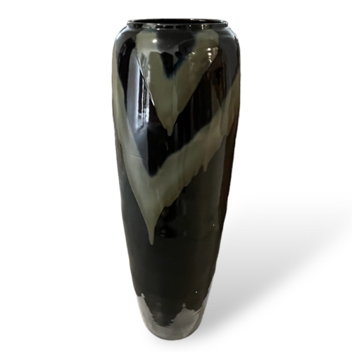 Kerámia váza, 40x40x120 cm - Fekete és szürke