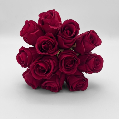 Rózsaszínű mű rózsacsokor, 12 szál, 25 cm